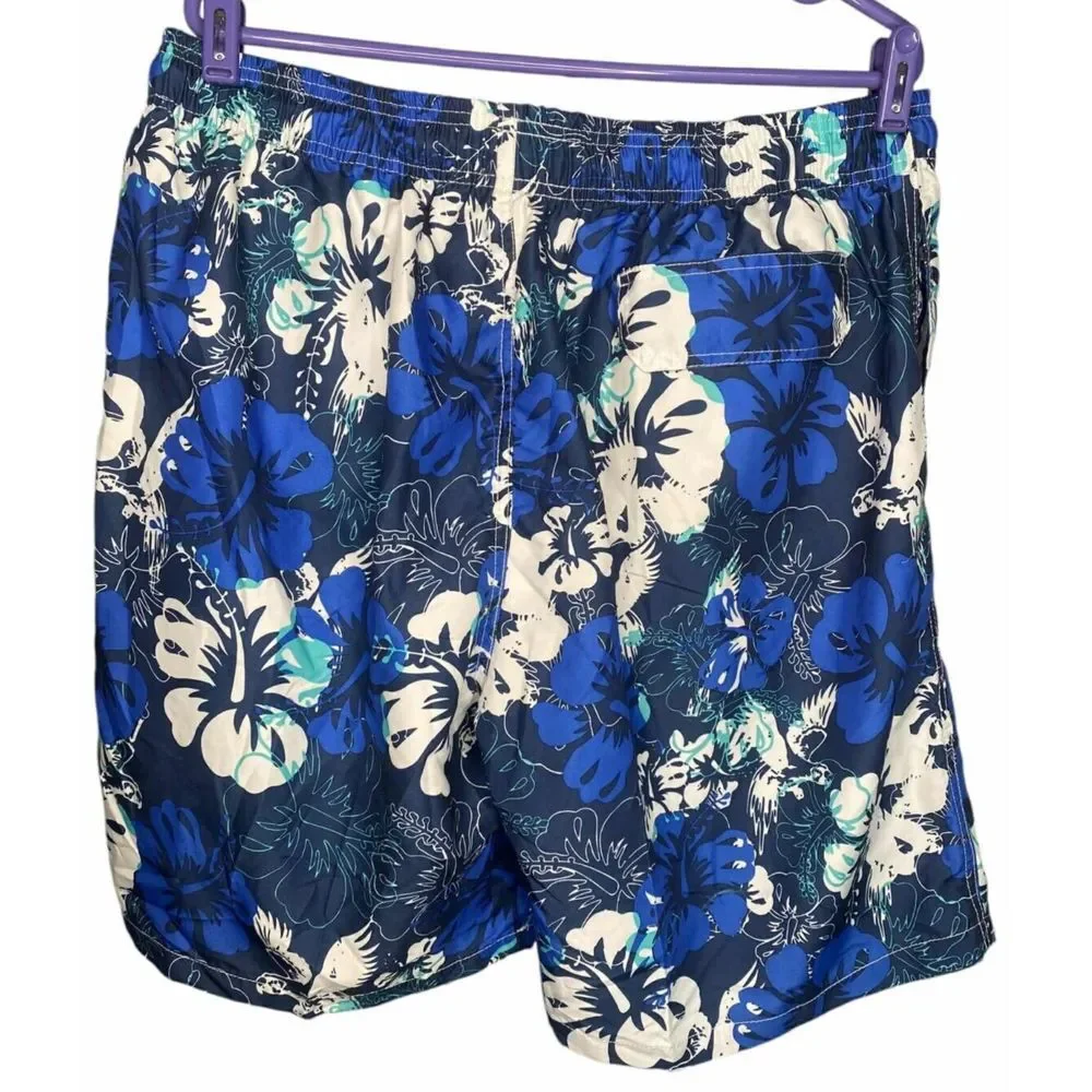 Kailua Surf Board Shorts Men's size 2XL‎ Blue Floral Hawaiian Swim drawstring